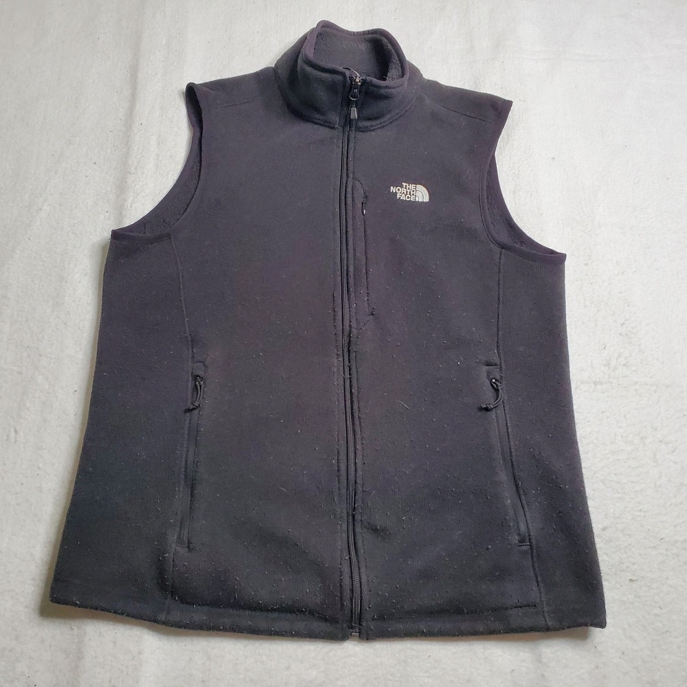 The North Face Mens Fleece Vest Black Full Zip Mock Neck Size Medium
